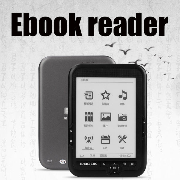 CLATE 6" Ebook Reader e-ink Capacitive E Book Light Eink Screen E-Book E-ink E-Reader MP3, WMA PDF HTML